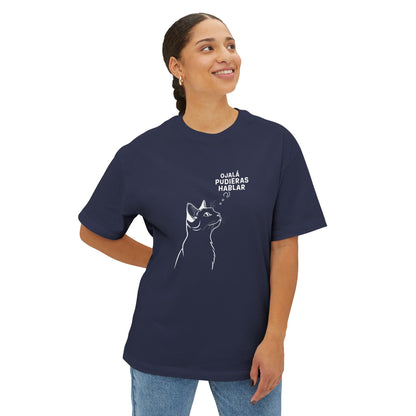 Unisex Oversized Boxy Tee, Cat Wish, Spanish