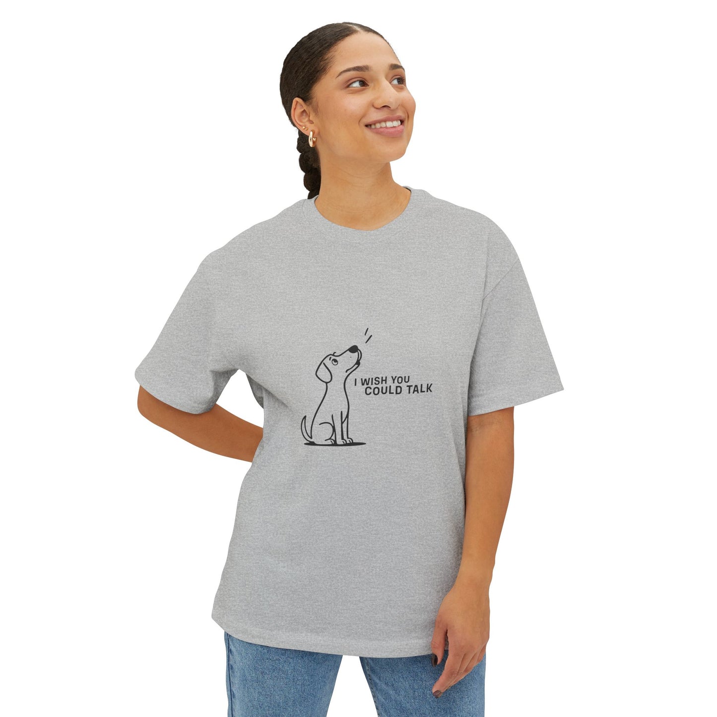 Unisex Oversized Boxy Tee, Toon Dog Wish