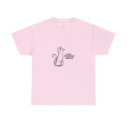 Unisex Heavy Cotton Tee, Toon Cat Wish, Spanish