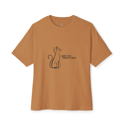 Unisex Oversized Boxy Tee, Toon Cat Wish