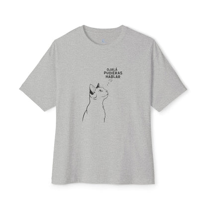 Unisex Oversized Boxy Tee, Cat Wish, Spanish