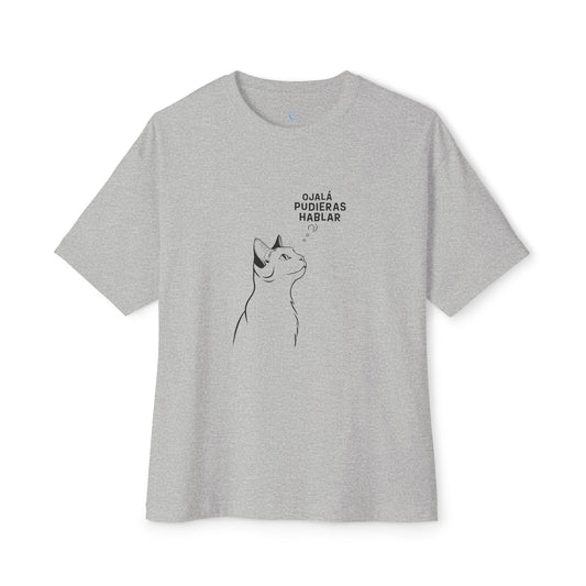 Unisex Oversized Boxy Tee, Cat Wish, Spanish
