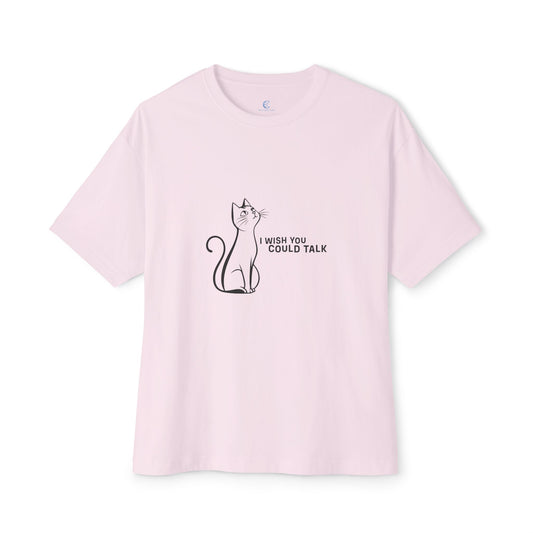 Unisex Oversized Boxy Tee, Toon Cat Wish
