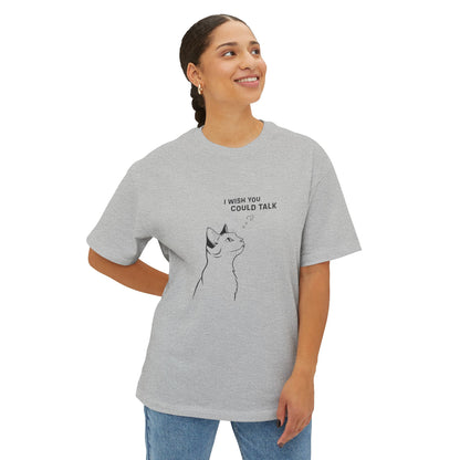 Unisex Oversized Boxy Tee, Cat Wish